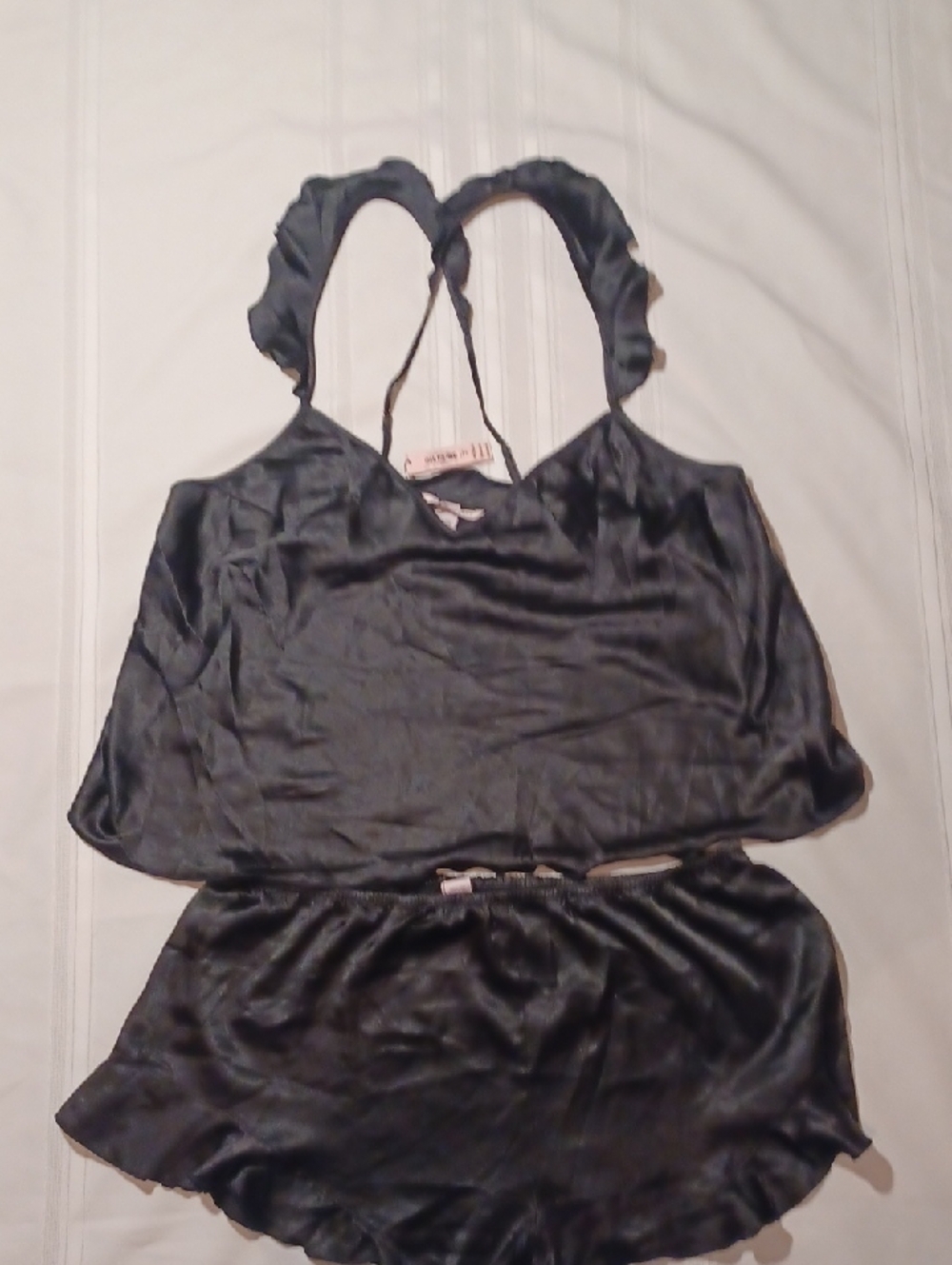 NWT Victorias Secret Satin Ruffled Strap Cami & Short Sleep Set